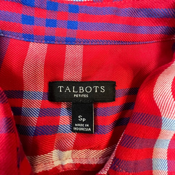 Talbots Vibrant Red and Blue Plaid Shirt - Picture 3 of 8